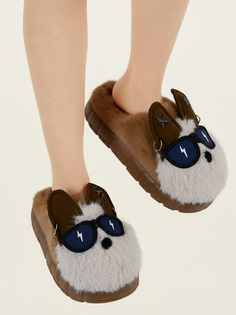 Heleey Star Pup Aviator Plush Slippers