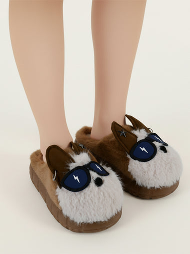 Heleey Star Pup Aviator Plush Slippers