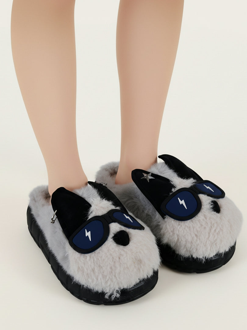 Heleey Midnight Cool Pup Plush Slippers