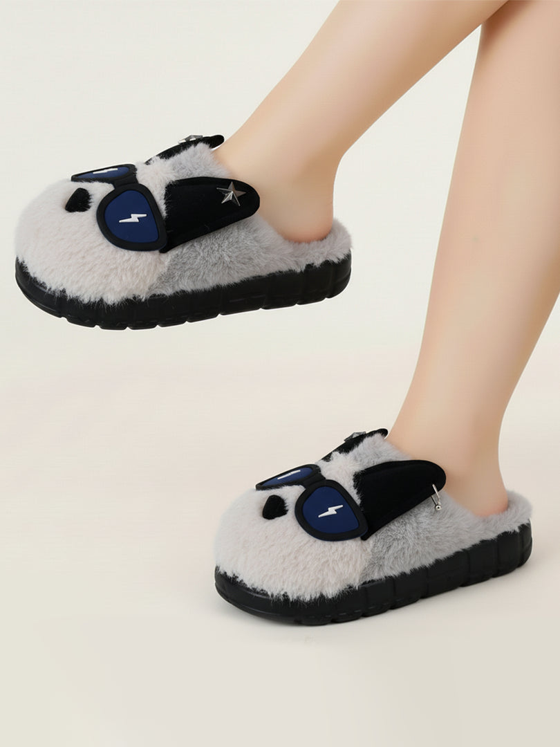 Heleey Midnight Cool Pup Plush Slippers