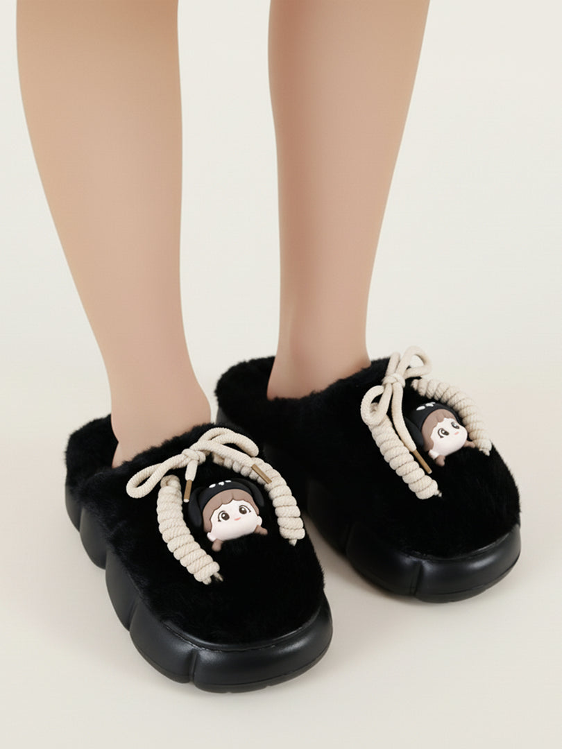 Heleey Noir Cozy Character Plush Slippers