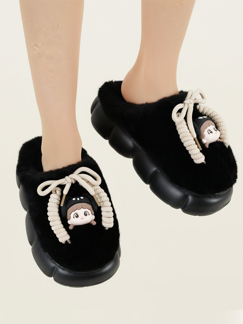 Heleey Noir Cozy Character Plush Slippers