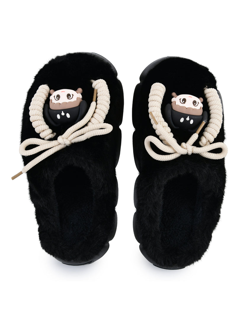 Heleey Noir Cozy Character Plush Slippers