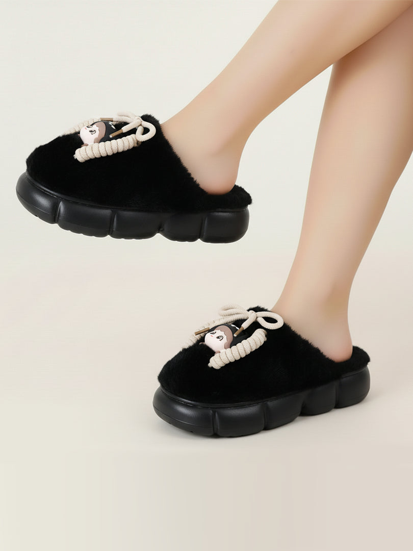Heleey Noir Cozy Character Plush Slippers