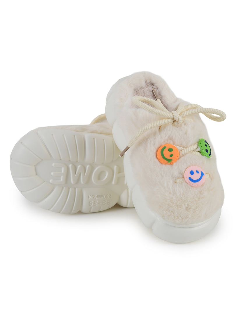 Heleey Rainbow Smiley Plush Comfort Slippers