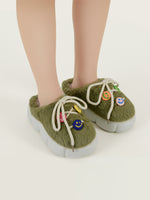 Load image into Gallery viewer, Heleey Olive Joy Smiley Plush Slippers