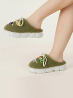Load image into Gallery viewer, Heleey Olive Joy Smiley Plush Slippers
