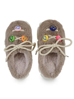 Load image into Gallery viewer, Heleey Mocha Smiley Plush Comfort Slippers