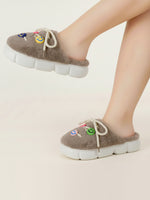 Load image into Gallery viewer, Heleey Mocha Smiley Plush Comfort Slippers