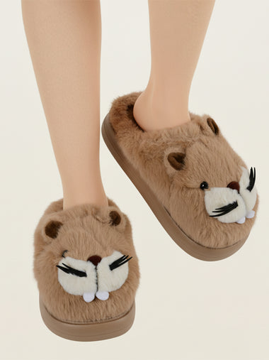 Heleey Snuggly Chipmunk Plush Slippers