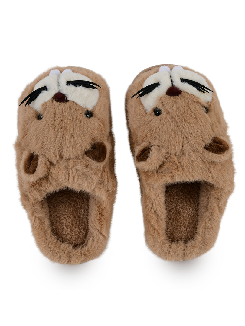 Heleey Snuggly Chipmunk Plush Slippers