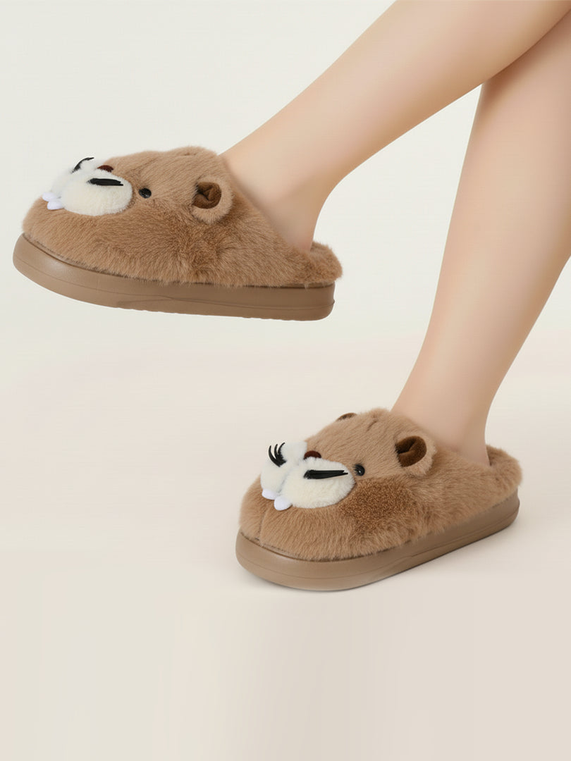 Heleey Snuggly Chipmunk Plush Slippers