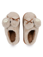Load image into Gallery viewer, Heleey Creamy Kitty Bow Plush Slippers