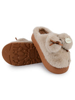 Load image into Gallery viewer, Heleey Creamy Kitty Bow Plush Slippers