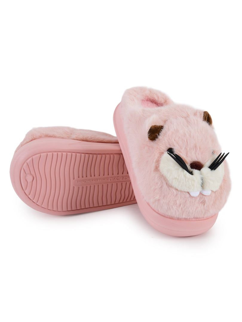 Heleey Pink Snuggle Chipmunk Plush Slippers