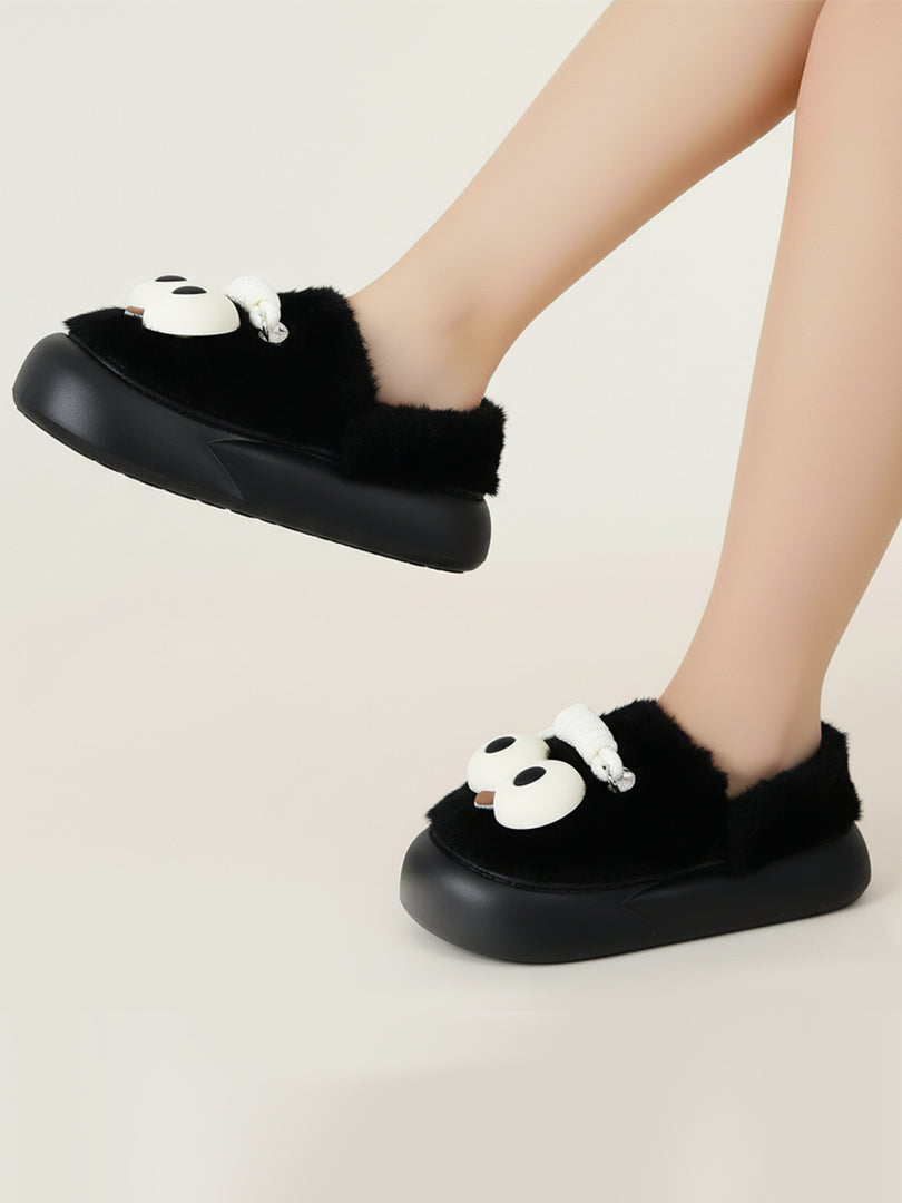 Heleey Midnight Goofy Eyes Plush Slippers