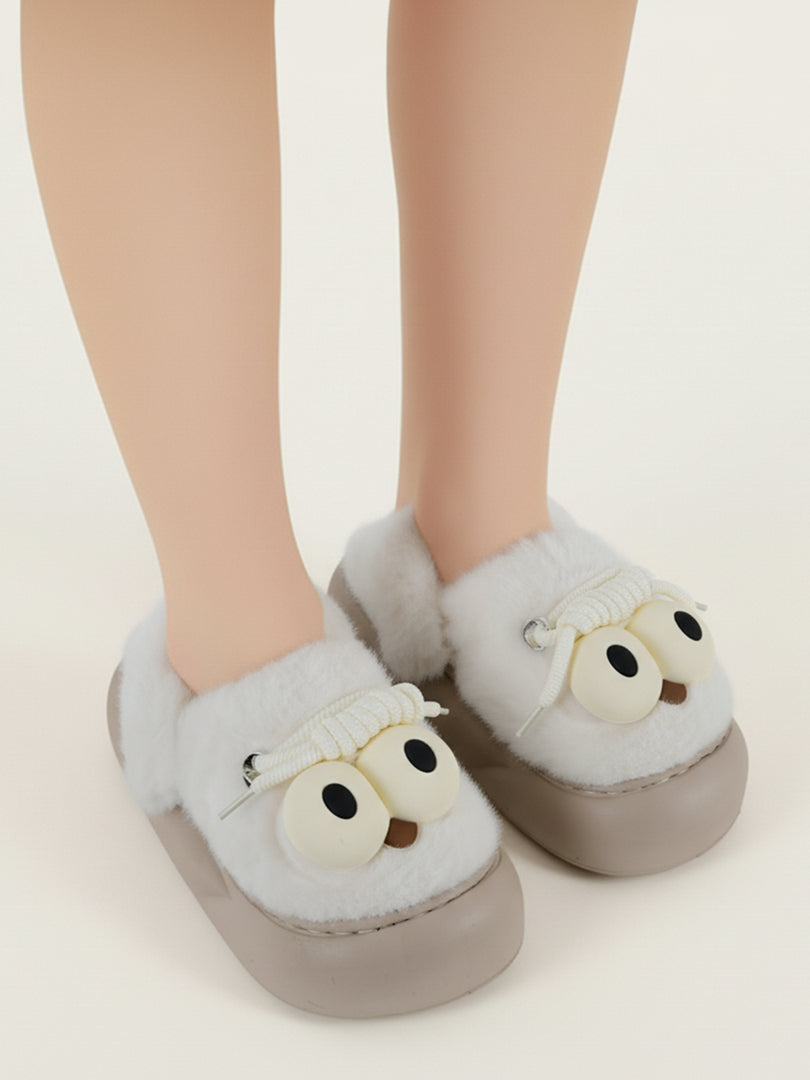 Heleey Frosty Goofy Eyes Plush Slippers