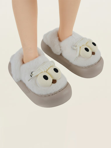 Heleey Frosty Goofy Eyes Plush Slippers