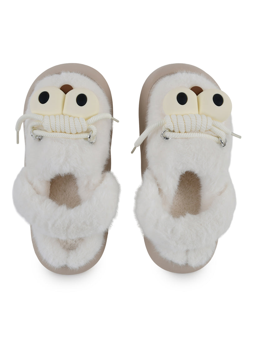 Heleey Frosty Goofy Eyes Plush Slippers