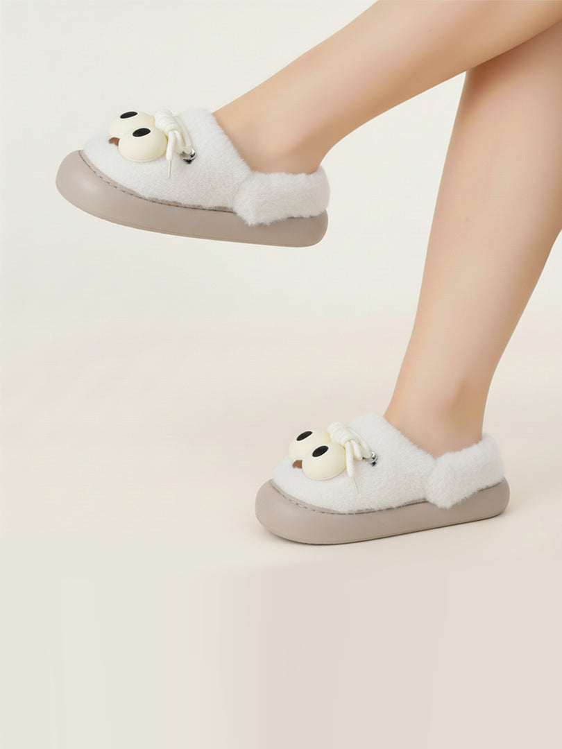 Heleey Frosty Goofy Eyes Plush Slippers