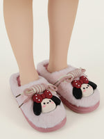 Load image into Gallery viewer, Heleey Blush Pink Bow Plush Comfort Slippers