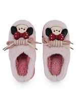 Load image into Gallery viewer, Heleey Blush Pink Bow Plush Comfort Slippers