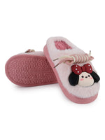Load image into Gallery viewer, Heleey Blush Pink Bow Plush Comfort Slippers