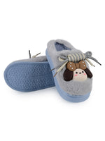 Load image into Gallery viewer, Heleey Frosty Blue Pup Plush Home Slippers