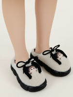 Load image into Gallery viewer, Heleey Chic Black &amp; Cream Cozy Character Slippers