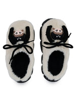 Load image into Gallery viewer, Heleey Chic Black &amp; Cream Cozy Character Slippers