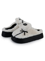 Load image into Gallery viewer, Heleey Snowy Cat Bow Plush Slippers