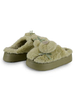 Load image into Gallery viewer, Heleey Minty Kitty Bow Plush Slippers