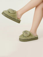 Load image into Gallery viewer, Heleey Minty Kitty Bow Plush Slippers