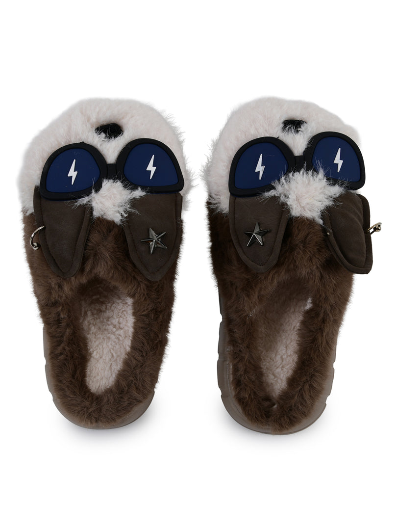 Heleey Cool Pup Shades Plush Slippers