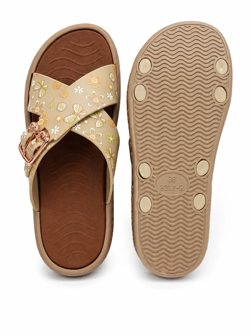 Heleey Bloom Cross Floral Comfort Slides
