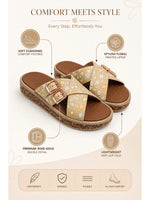 Load image into Gallery viewer, Heleey Bloom Cross Floral Comfort Slides