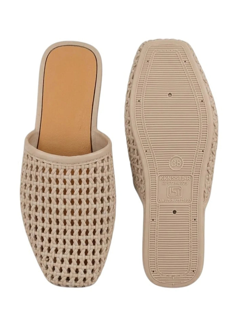 Heleey Ivory Weave Comfort Mules