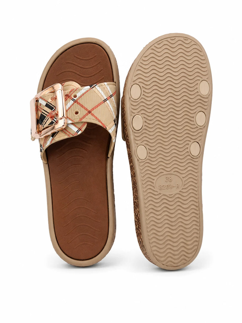 Heleey Plaid Luxe Comfort Slides