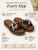 Load image into Gallery viewer, Heleey Midnight Plaid Comfort Slides