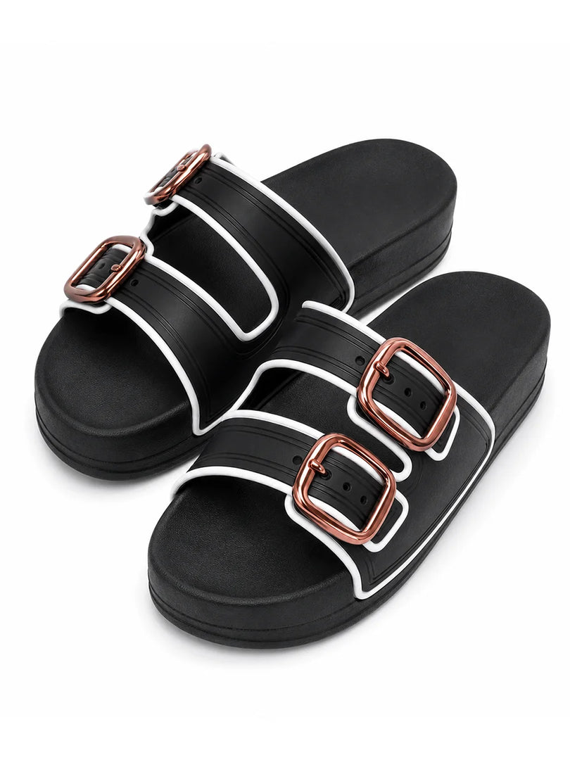 Heleey Rose Buckle Comfort Slides