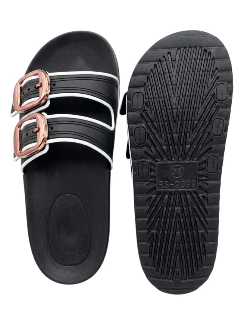 Heleey Rose Buckle Comfort Slides