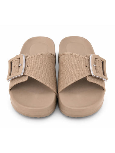 Heleey Beige Weave Comfort Slides