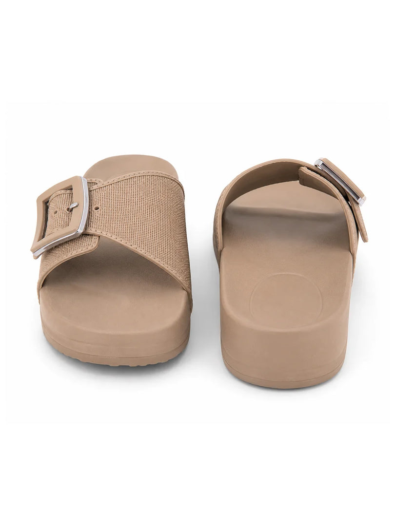 Heleey Beige Weave Comfort Slides