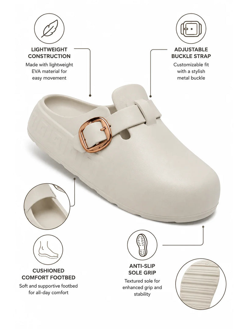 Heleey Cloud Buckle Comfort Clogs