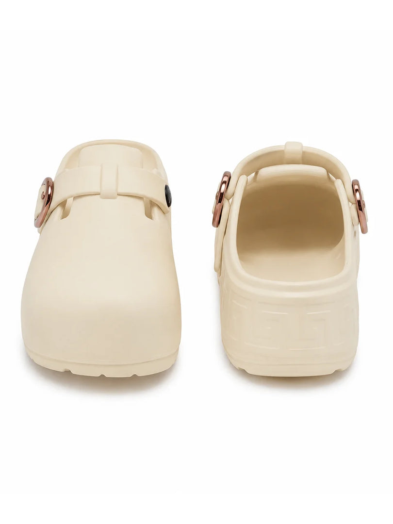 Heleey Ivory Luxe Clogs