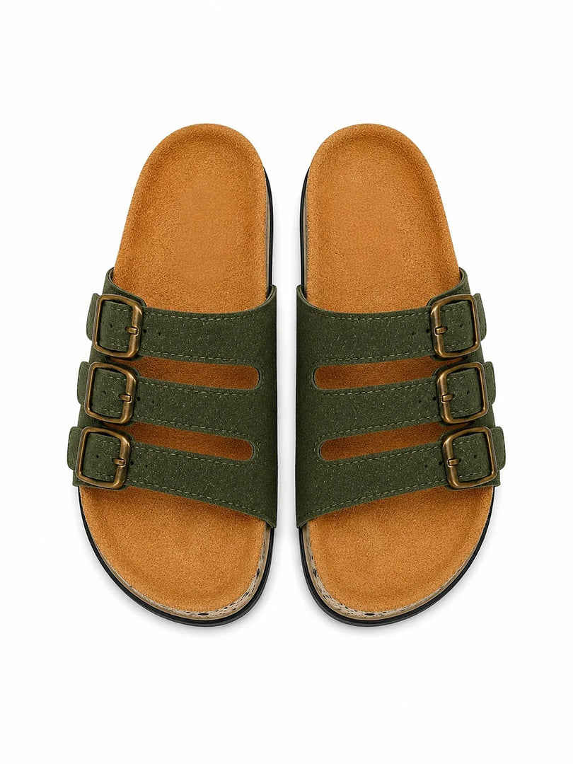 Heleey Olive Trail Buckle Slides