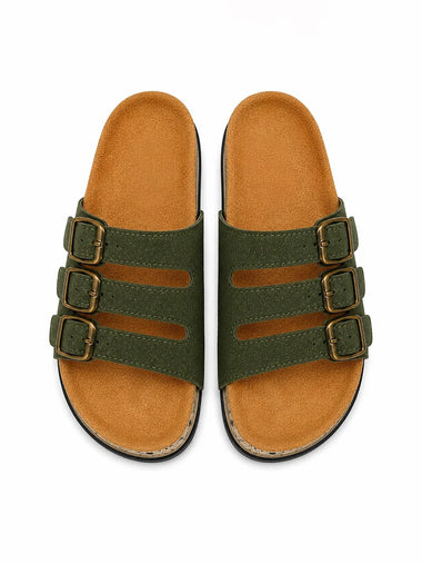 Heleey Olive Trail Buckle Slides