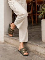 Load image into Gallery viewer, Heleey Olive Trail Buckle Slides