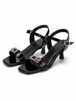 Load image into Gallery viewer, Midnight Gloss Buckle Heels