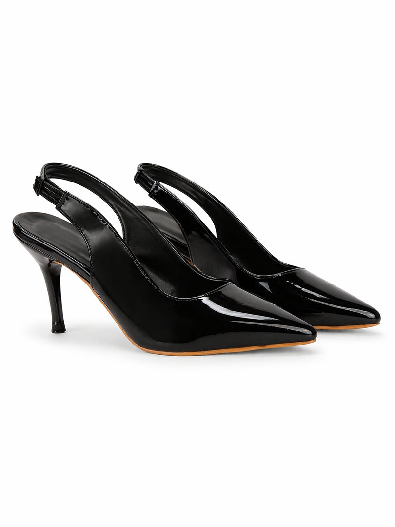 Noir Sleek Sling Heels